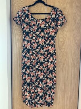 Vintage 90s Floral Midi Dress